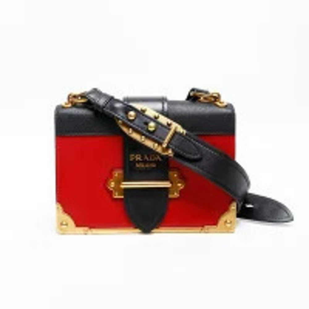 Prada Cahier Bag Leather Shoulder Black